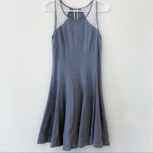 Club Monaco Grey A-line Knit Dress w/ Lace Panels